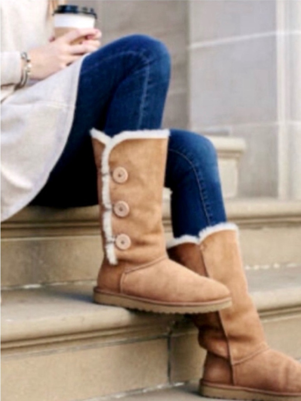 UGG Bailey Button Triplet II Sheepskin Boot, in Chestnut, Size 6